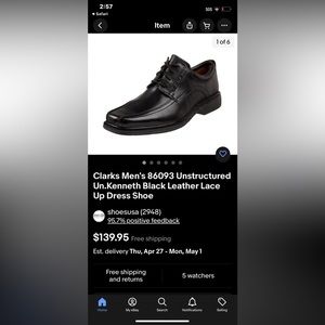 Clark men’s unstructured Kenneth leather lace up shoes, brand new!